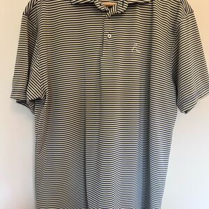 Rhoback Men’s Birdie Striped Performance Polo Shirt Large Stretch purple yellow